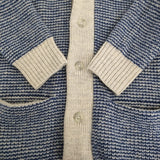 SAVE KHAKI ウールリネンニット ショールカラー サイズM カーディガン ブルー ベージュ レディース セーブカーキ【中古】5-1123T♪