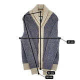 SAVE KHAKI ウールリネンニット ショールカラー サイズM カーディガン ブルー ベージュ レディース セーブカーキ【中古】5-1123T♪