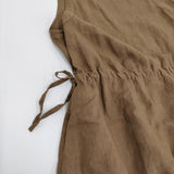 nest Robe 清水みさとさん別注 リネンクルーネックリボンドレス わがままな別注 ワンピース 25AW ブラウン レディース ネストローブ【中古】5-1022S♪