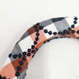 mina perhonen tambourine チェック 刺繍 エッグバッグ コットン トートバッグ ネイビー レッド レディース ミナペルホネン【中古】5-1127G◎