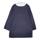 OUTIL リネン バスクシャツ 七分袖 サイズ0 フランス製 Ｔシャツ カットソー ネイビー レディース ウティ【中古】6-0326M∞