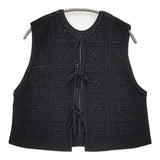 green label relaxing クロシェ2WAYベスト ウォッシャブル 定価9900円 25SS ブラック レディース グリーンレーベルリラクシング【中古】5-1022M♪