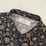 soil 40Sポプリン フラワープリントバンドカラーシャツワンピース 定価25300円 コットン インド製 ワンピース ネイビー系 レディース ソイル【中古】6-0202M∞