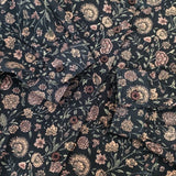 soil 40Sポプリン フラワープリントバンドカラーシャツワンピース 定価25300円 コットン インド製 ワンピース ネイビー系 レディース ソイル【中古】6-0202M∞