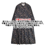 soil 40Sポプリン フラワープリントバンドカラーシャツワンピース 定価25300円 コットン インド製 ワンピース ネイビー系 レディース ソイル【中古】6-0202M∞