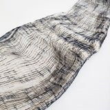 BUNZABURO なみなみ模様の輪スカーフ 絞り加工 定価33000円 シルク100％ ホワイト ブラック ブンザブロウ/片山文三郎商店【中古】5-1022G♪