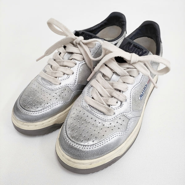 AUTRY スーパーヴィンテージ ダメージ加工 サイズ37 スニーカー シルバー レディース オートリー【中古】5-1022G♪