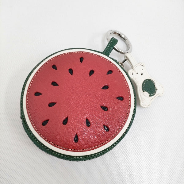 IBIZA フルータス やぎ革 マルチケース(スイカ) 定価16500円 ポーチ グリーン レッド レディース イビサ【中古】5-1022G♪
