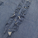 JOURNAL STANDARD L'essage 《SP》フリルデニムシャツ 定価26400円 ブラウス 25AW ブルー レディース ジャーナルスタンダードレサージュ【中古】5-1022M♪