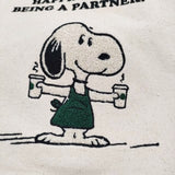 STARBUCKS/PEANUTS 新品 刺繍 スヌーピー SNOOPY キャンバス トートバッグ キナリ レディース スターバックス/ピーナッツ【中古】5-1022G♪