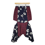 JILLSTUART 花柄 スリット 切替 092-7120015 ロングスカート ネイビー レッド レディース ジルスチュアート【中古】6-0326M∞