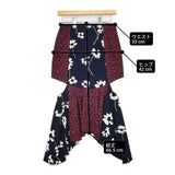 JILLSTUART 花柄 スリット 切替 092-7120015 ロングスカート ネイビー レッド レディース ジルスチュアート【中古】6-0326M∞