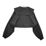 THE RERACS SUPER SHORT P/P COLLARLESS BLOUSE 定価39600円 23SS-REBL-354L セーラーカラー ジャケット ブラック レディース ザリラクス【中古】6-0325M∞