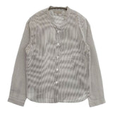 MARGARET HOWELL 578-7253014 STRIPE SILK COTTON SHIRT シルクコットン 長袖シャツ グレー レディース マーガレットハウエル【中古】6-0124M∞