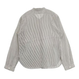 MARGARET HOWELL 578-7253014 STRIPE SILK COTTON SHIRT シルクコットン 長袖シャツ グレー レディース マーガレットハウエル【中古】6-0124M∞