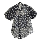 LEE MATHEWS シルク シアードットシャツ 滝沢眞規子愛用 サイズ00 ブラウス シャツ ブラック ホワイト レディース リーマシュー【中古】5-1022S♪