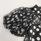 LEE MATHEWS シルク シアードットシャツ 滝沢眞規子愛用 サイズ00 ブラウス シャツ ブラック ホワイト レディース リーマシュー【中古】5-1022S♪