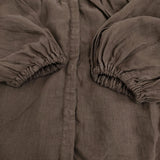 Deuxieme Classe Romanticブラウス スモック 定価28600円 リネン ギャザー シャツ ブラウン レディース ドゥーズィエムクラス【中古】5-1022M♪