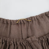 Deuxieme Classe Romanticブラウス スモック 定価28600円 リネン ギャザー シャツ ブラウン レディース ドゥーズィエムクラス【中古】5-1022M♪