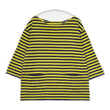 marimekko Pikasso ピカッソ ボーダー コットン カットソー チュニック イエロー ネイビー レディース マリメッコ【中古】6-0322M∞