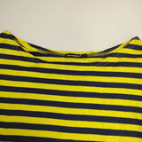 marimekko Pikasso ピカッソ ボーダー コットン カットソー チュニック イエロー ネイビー レディース マリメッコ【中古】6-0322M∞