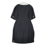 marimekko lilja レーヨンコットン 半袖ドレス ワンピース ブラック レディース マリメッコ【中古】6-0601S∞