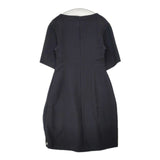 marimekko lilja レーヨンコットン 半袖ドレス ワンピース ブラック レディース マリメッコ【中古】6-0601S∞