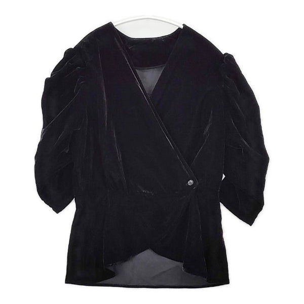 anuke Gather Velour Blouse 定価13200円 64240402 ベロア ブラウス シャツ ブラック レディース アンヌーク【中古】5-1126T∞