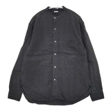 THE LIBRARY 175-4150005 日本製 サイズS リネン バンドカラー 長袖シャツ 24SS ブラック レディース ザ ライブラリー【中古】6-0322M∞