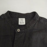 THE LIBRARY 175-4150005 日本製 サイズS リネン バンドカラー 長袖シャツ 24SS ブラック レディース ザ ライブラリー【中古】6-0322M∞