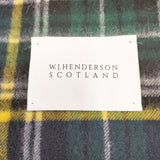W. J. HENDERSON SCOTLAND ウールアンゴラタータンチェックウーブンスカーフ 定価11000円 マフラー グリーン ネイビー レディース ダブル ジェイ ヘンダーソン スコットランド【中古】5-1120T◎