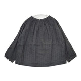 NATURAL LAUNDRY 7192T-001 リネン 総柄 プルオーバー ブラウス シャツ チャコールグレー レディース ナチュラルランドリー【中古】6-0322M∞
