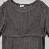 Oriens JOURNAL STANDARD 未使用品 ハーフスリーブシアーレイヤードプルオーバー 定価7700円 半袖Ｔシャツ カットソー 24SS グレー レディース オリエンスジャーナルスタンダード【中古】6-0422S∞
