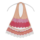 SLOBE IENA マルチボーダーホルターネックニット 定価7700円 セーター ニット 24SS オレンジ レッド ホワイト レディース スローブイエナ【中古】6-0325M∞