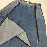 TANAKA THE WIDE SKIRT PANTS 定価49500円 ワイドスカートパンツ2WAYブリーチUSED加工 ST-152 デニムパンツ ブルー レディース タナカ【中古】6-0202G∞