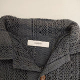 INHERIT COTTON LACE レース 長袖シャツ ネイビー メンズ インヘリット【中古】6-0411M∞