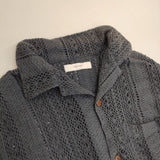 INHERIT COTTON LACE レース 長袖シャツ ネイビー メンズ インヘリット【中古】6-0411M∞