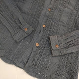 INHERIT COTTON LACE レース 長袖シャツ ネイビー メンズ インヘリット【中古】6-0411M∞
