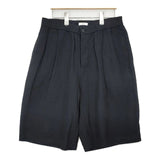 ATON COTTON LINEN VOILE TWO TUCKED EASY SHORTS 定価39600円 サイズ6 ショートパンツ ハーフパンツ ショーツ 25SS ブラック メンズ エイトン【中古】6-0601S∞