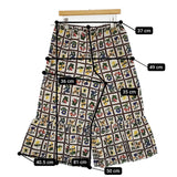 45R/45rpm インドカディフルールシャンブルプリントのラッパーパンツ ベージュ ブラウン レディース フォーティーファイブアールピーエム【中古】5-1026M♪