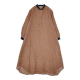 fog linen work チェック リネン リトアニア製 ワンピース オレンジ ネイビー レディース フォグリネンワーク【中古】6-0117M∞