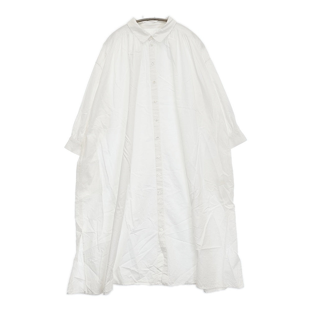 JURGEN LEHL イエローレーベル コットン インド製 J0137FB106 ギャザーシャツ ワンピース ホワイト レディース ヨーガンレール【中古】5-1108M♪ JURGEN LEHL イエローレーベル コットン インド製 J0137FB106 ギャザー
