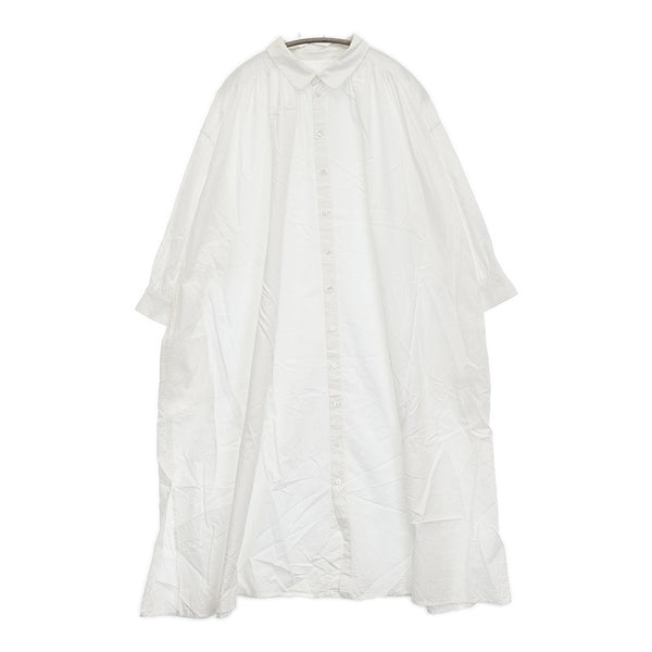 JURGEN LEHL イエローレーベル コットン インド製 J0137FB106 ギャザーシャツ ワンピース ホワイト レディース ヨーガンレール【中古】5-1108M♪