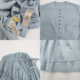 JURGEN LEHL イエローレーベル コットン インド製 ジャケット スカート セットアップ ライトブルー レディース ヨーガンレール【中古】5-1026M♪