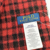 POLO RALPH LAUREN イタリア製 ウールナイロン チェック ストール マフラー ネイビー レッド ブラック レディース ポロ・ラルフローレン【中古】5-1202T◎