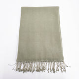 PASHMINA パシュミナ 無地 大判 マフラー ストール カーキ レディース【中古】5-1123T◎