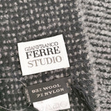 GIANFRANCO FERRE STUDIO ジャンフランコフェレストゥーディオ イタリア製 ウールナイロン マフラー ネイビー グレー レディース【中古】5-1202T◎