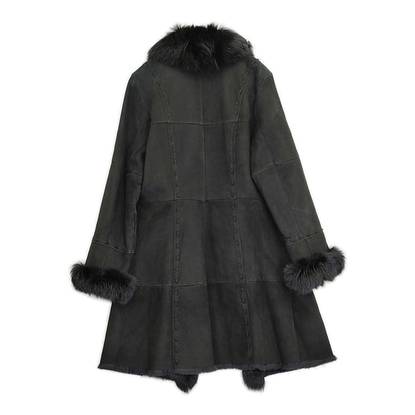 LINOS リノス 本体ラビットファー 衿袖フォックスファー サイズ40 コート ブラック レディース【中古】5-1127A♪ LINOS リノス 本体ラビットファー 衿袖フォックスファー サイズ40