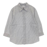L'EQUIPE YOSHIE INABA ストライプ 比翼ボタン ブラウス シャツ ホワイト グレー レディース レキップヨシエイナバ【中古】6-0330M∞