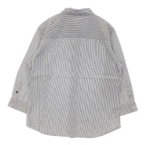 L'EQUIPE YOSHIE INABA ストライプ 比翼ボタン ブラウス シャツ ホワイト グレー レディース レキップヨシエイナバ【中古】6-0330M∞
